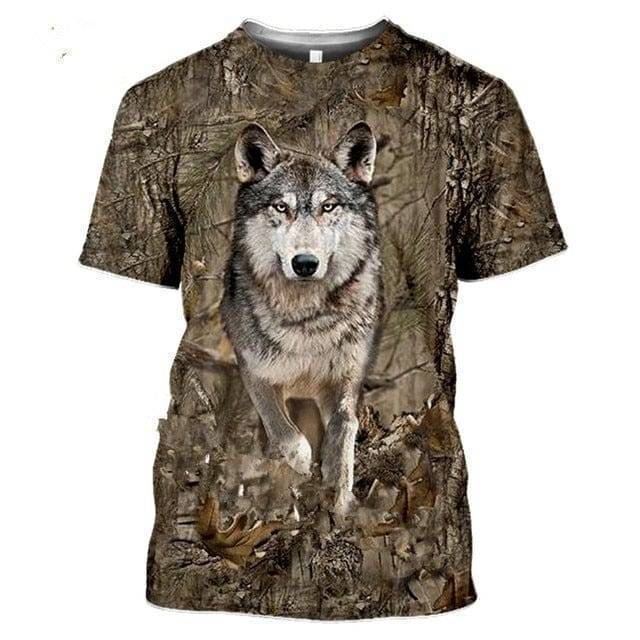 Camouflage pattern hunting T-shirt with 3D animal print2