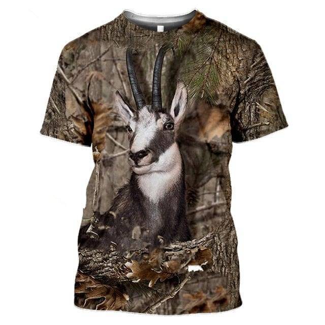 Camouflage pattern hunting T-shirt with 3D animal print0