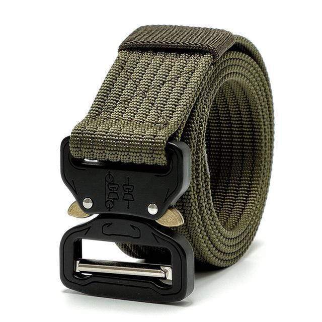 Survival Gears Depot Tactical Belt Army Green Men's Tactical Belt - Heavy Duty Military Style Nylon Riggers Webbing