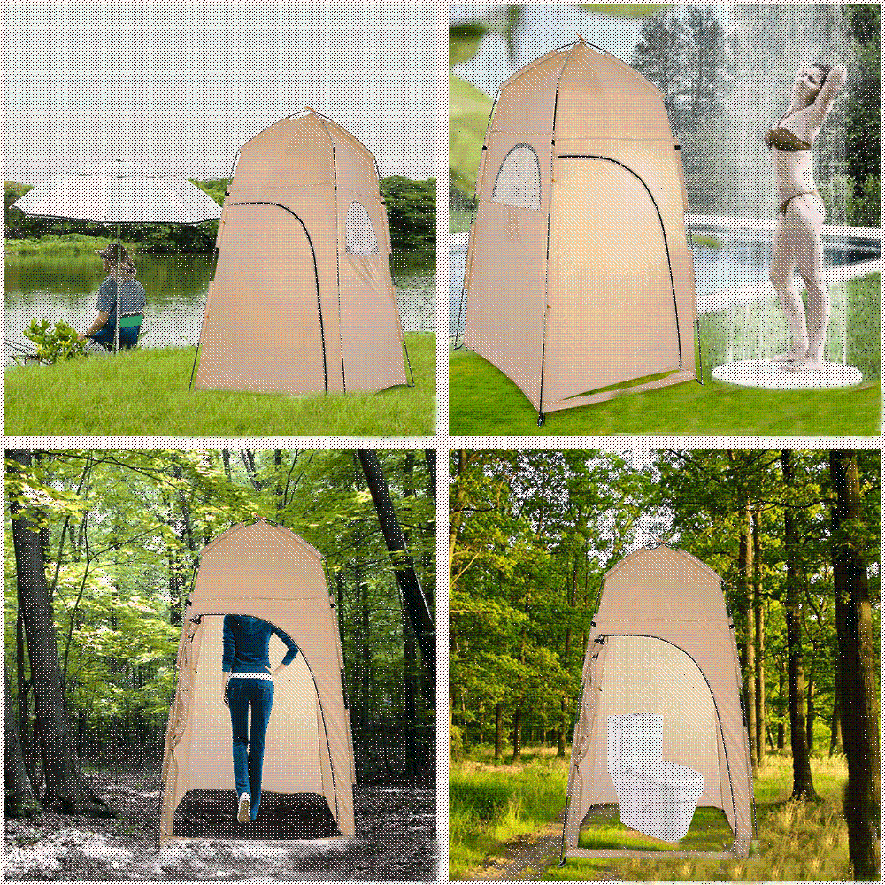 outdoor camping toilet tent Portable Outdoor Privacy Tent Pop-Up Shower And Toilet Shelter Khaki