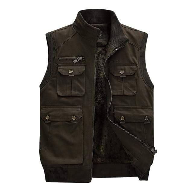 Survival Gears Depot Vests & Waistcoats green / XL Fur Lined Autumn Hiking Jacket