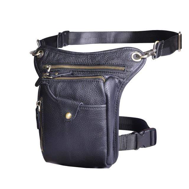 Survival Gears Depot Waist Packs Black Classic Leather Shoulder Sling Bag