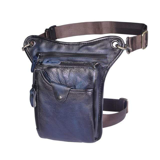 Survival Gears Depot Waist Packs Blue Classic Leather Shoulder Sling Bag
