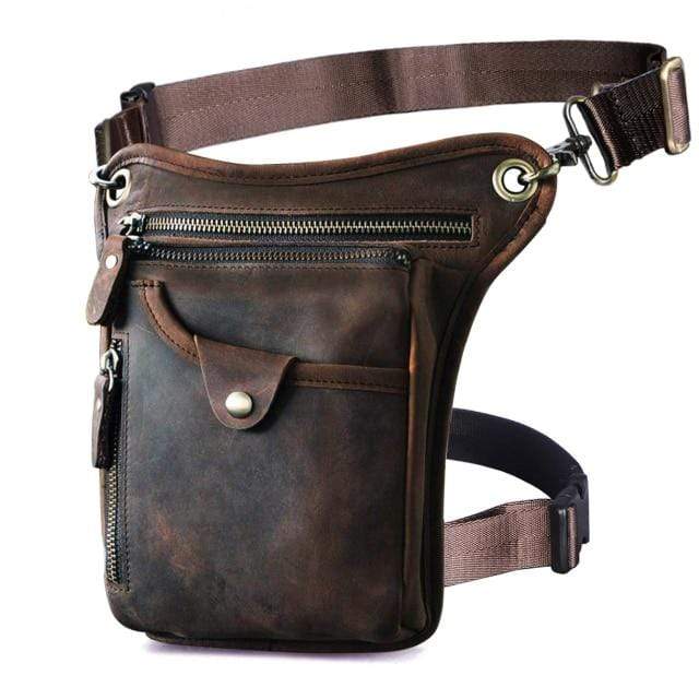 Survival Gears Depot Waist Packs Dark Brown Classic Leather Shoulder Sling Bag