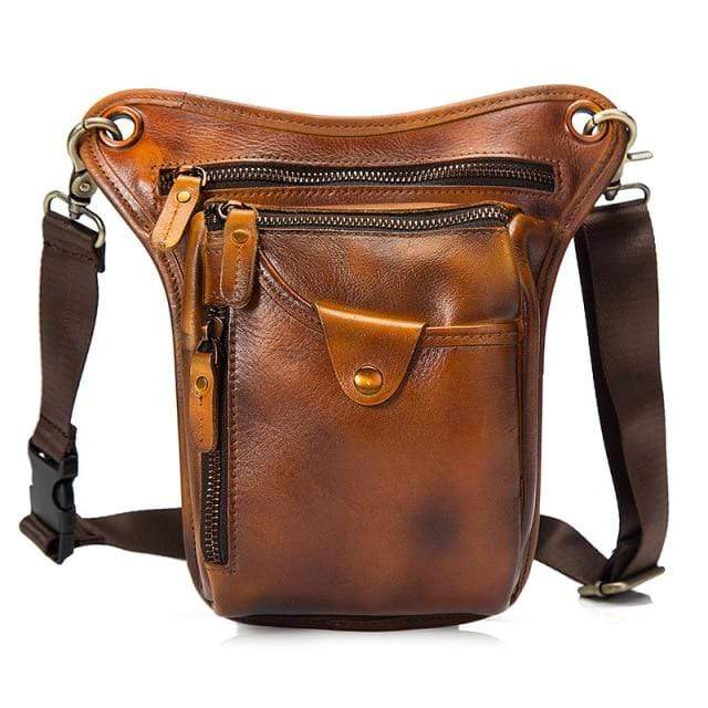 Survival Gears Depot Waist Packs Gold Classic Leather Shoulder Sling Bag