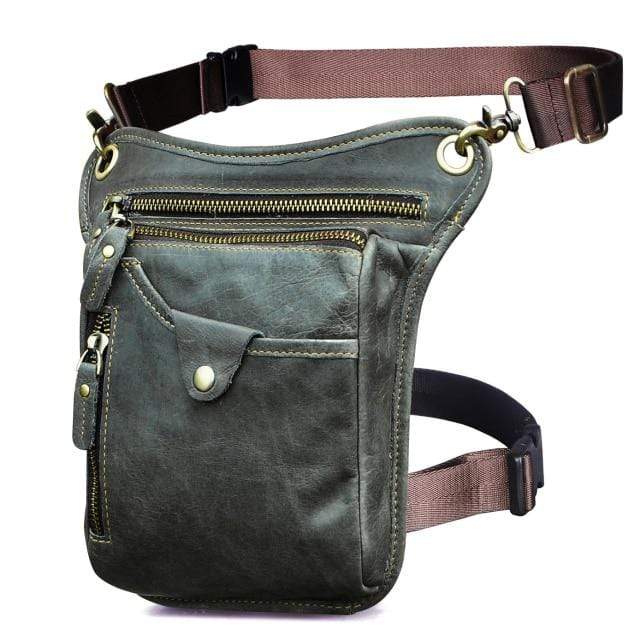 Survival Gears Depot Waist Packs Grey Classic Leather Shoulder Sling Bag