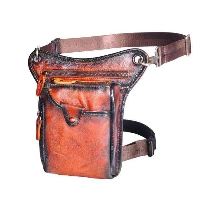 Survival Gears Depot Waist Packs Orange Classic Leather Shoulder Sling Bag