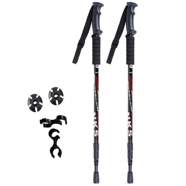 Survival Gears Depot Walking Sticks Black 2Pcs Anti Shock Nordic Walking Sticks For Trekking & Hiking