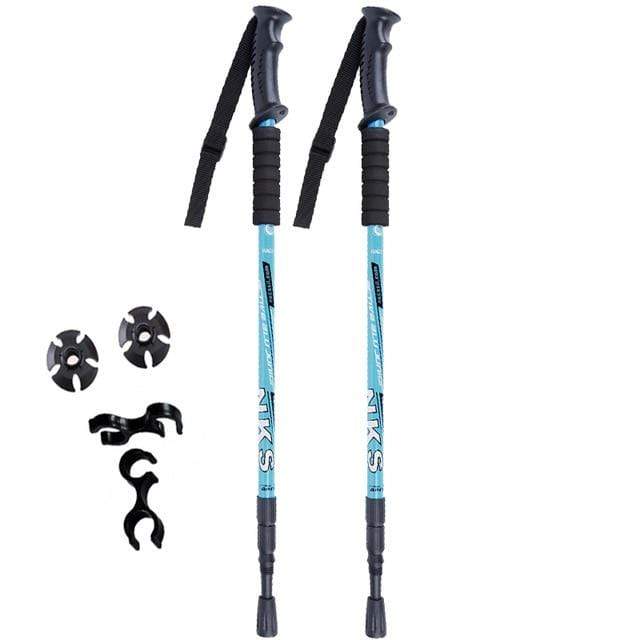 Survival Gears Depot Walking Sticks Blue 2Pcs Anti Shock Nordic Walking Sticks For Trekking & Hiking