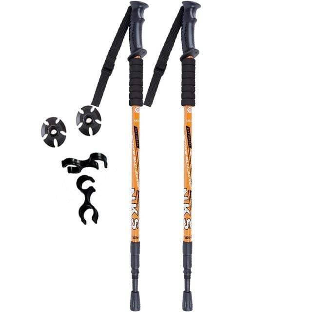 Survival Gears Depot Walking Sticks Orange 2Pcs Anti Shock Nordic Walking Sticks For Trekking & Hiking
