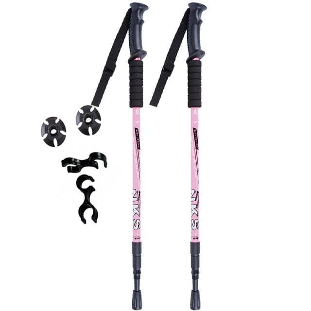 Survival Gears Depot Walking Sticks Pink 2Pcs Anti Shock Nordic Walking Sticks For Trekking & Hiking