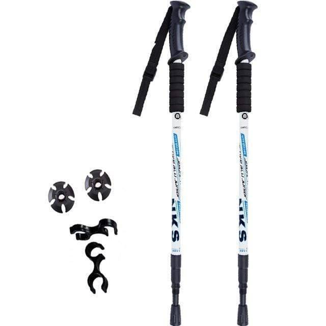 Survival Gears Depot Walking Sticks White 2Pcs Anti Shock Nordic Walking Sticks For Trekking & Hiking