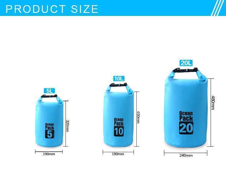 Outdoor Waterproof Dry Bag in sizes 5L, 10L, 20L for dry storage18