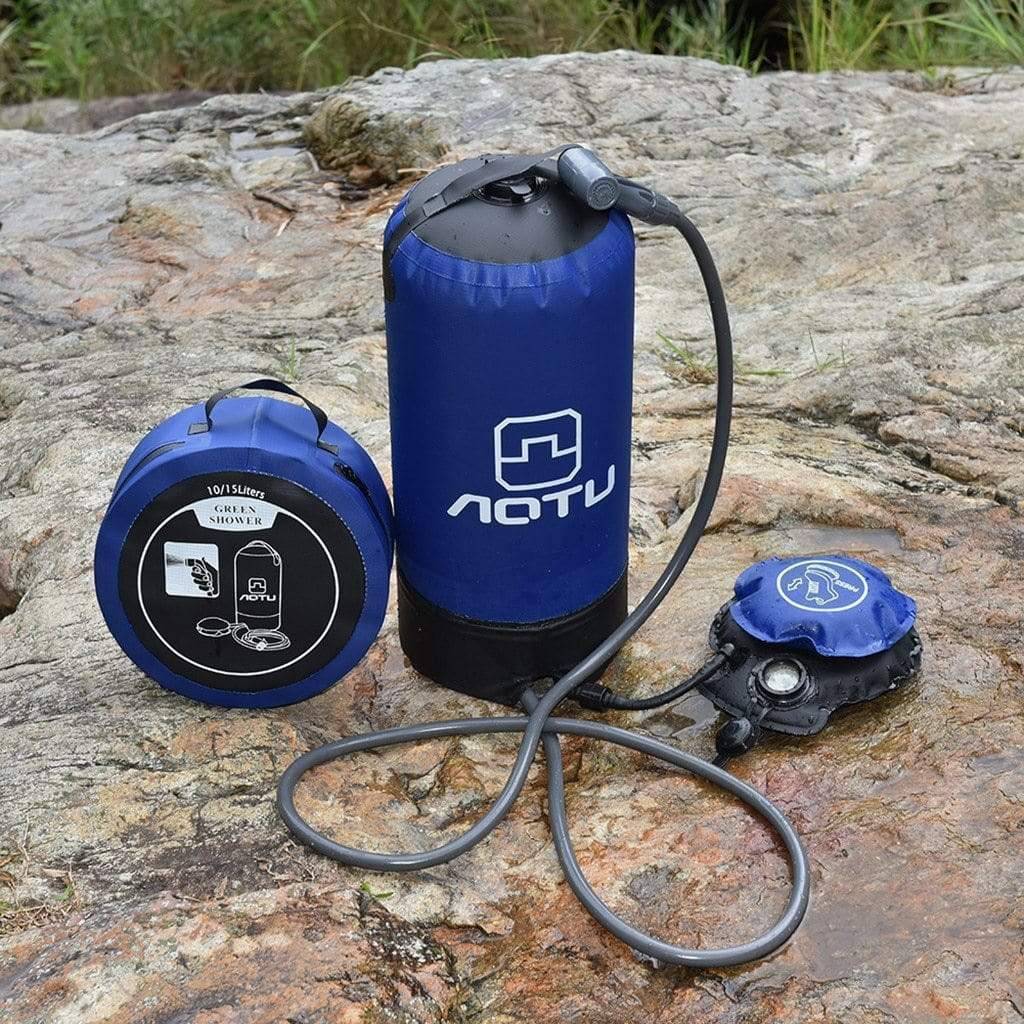 Survival Gears Depot Water Bags blue Camping Portable Pressure Shower With Foot Pump Kit
