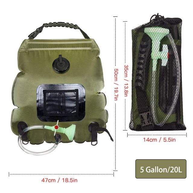 Survival Gears Depot Water Bags green Great Solar Heated Shower Water / Hydration Bags For Outdoor/ Hiking/ Camping